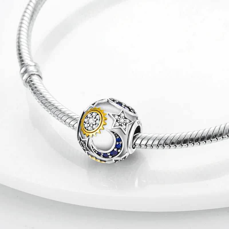 Charm S925 Silvering Perfume Bottle Stars Moon Sun Four Leaf Clover Charm Beads Fit Original Bracelet Woman DIY Jewelry Making