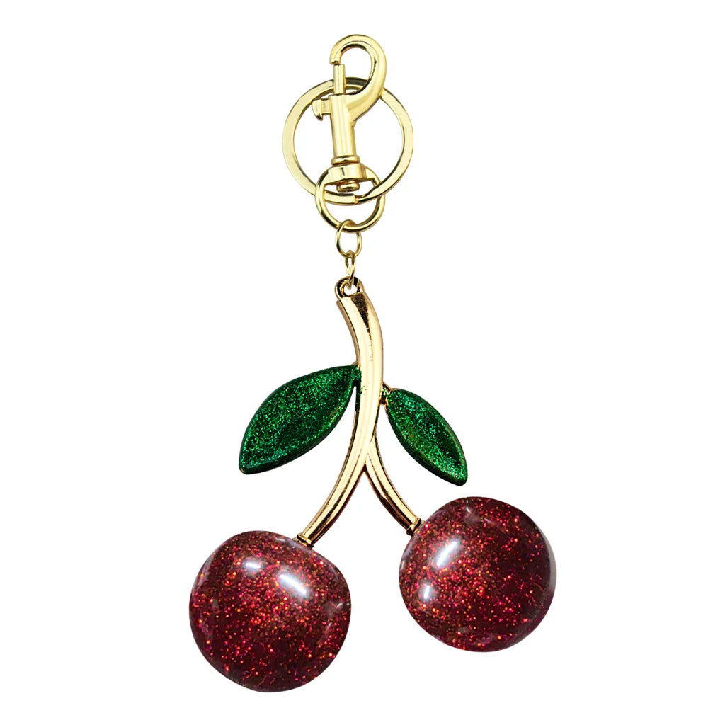 Delicious Red Fruit Crystal Cherry Pendant Keychain Suitable for Coach Bags Women's Handbags Shoulder bags Jewelry Earrings Gift