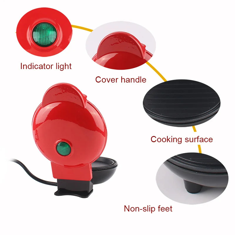 Mini Waffle Pancake Maker Non-Stick Flat Bottomed Pancakes Breakfast Sandwich Machine Portable Pizza Barbecue Griddle