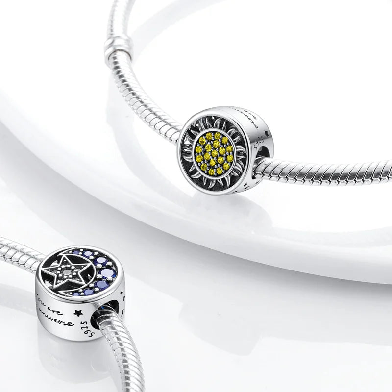 Charm S925 Silvering Perfume Bottle Stars Moon Sun Four Leaf Clover Charm Beads Fit Original Bracelet Woman DIY Jewelry Making