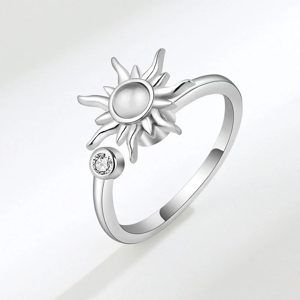 Unique Design With Personalized Rings Featuring Stars Moon Sun Sunflowers Dragonflies Fashionable Versatile Trendy For Women