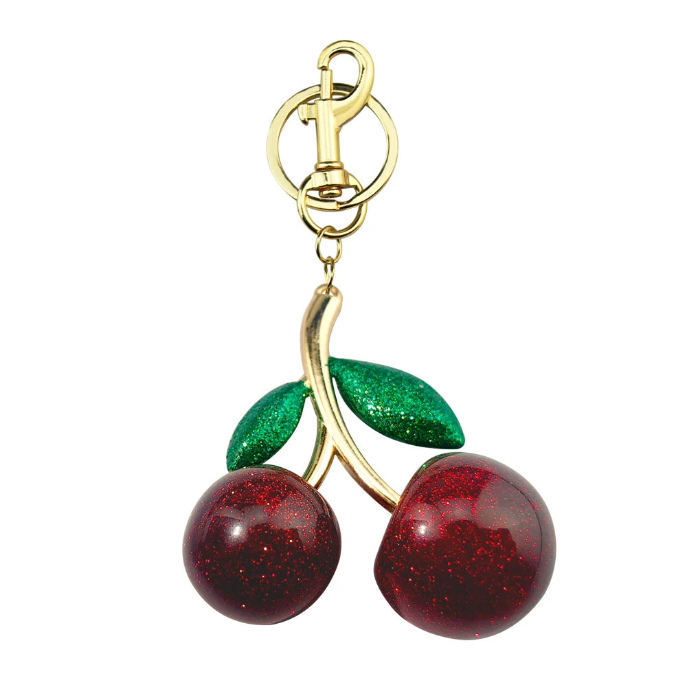 Delicious Red Fruit Crystal Cherry Pendant Keychain Suitable for Coach Bags Women's Handbags Shoulder bags Jewelry Earrings Gift