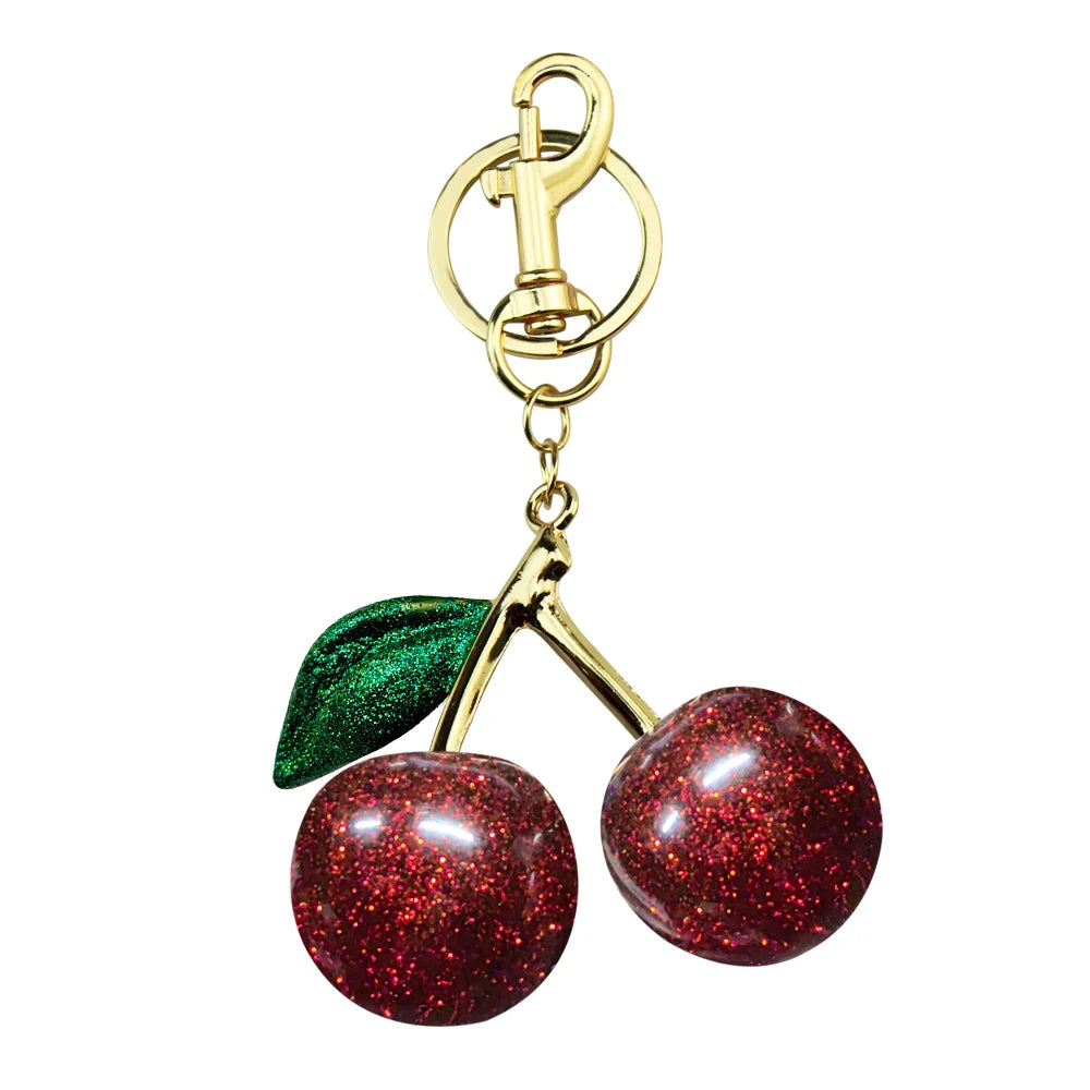 Delicious Red Fruit Crystal Cherry Pendant Keychain Suitable for Coach Bags Women's Handbags Shoulder bags Jewelry Earrings Gift