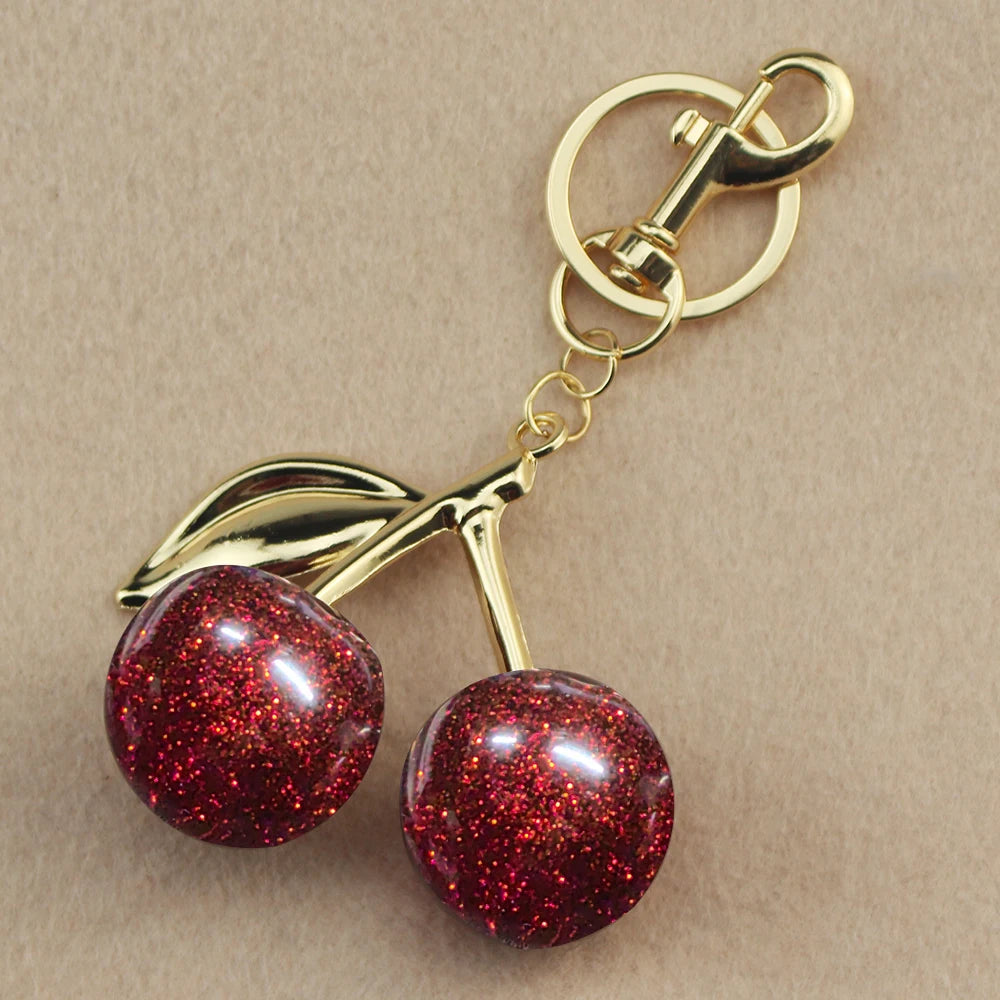 Delicious Red Fruit Crystal Cherry Pendant Keychain Suitable for Coach Bags Women's Handbags Shoulder bags Jewelry Earrings Gift