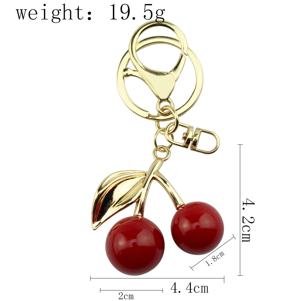 Delicious Red Fruit Crystal Cherry Pendant Keychain Suitable for Coach Bags Women's Handbags Shoulder bags Jewelry Earrings Gift