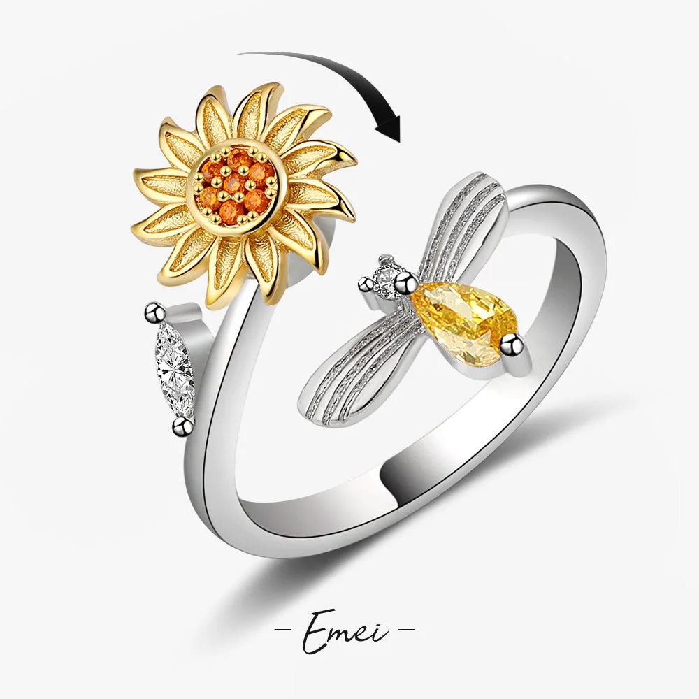 Unique Design With Personalized Rings Featuring Stars Moon Sun Sunflowers Dragonflies Fashionable Versatile Trendy For Women