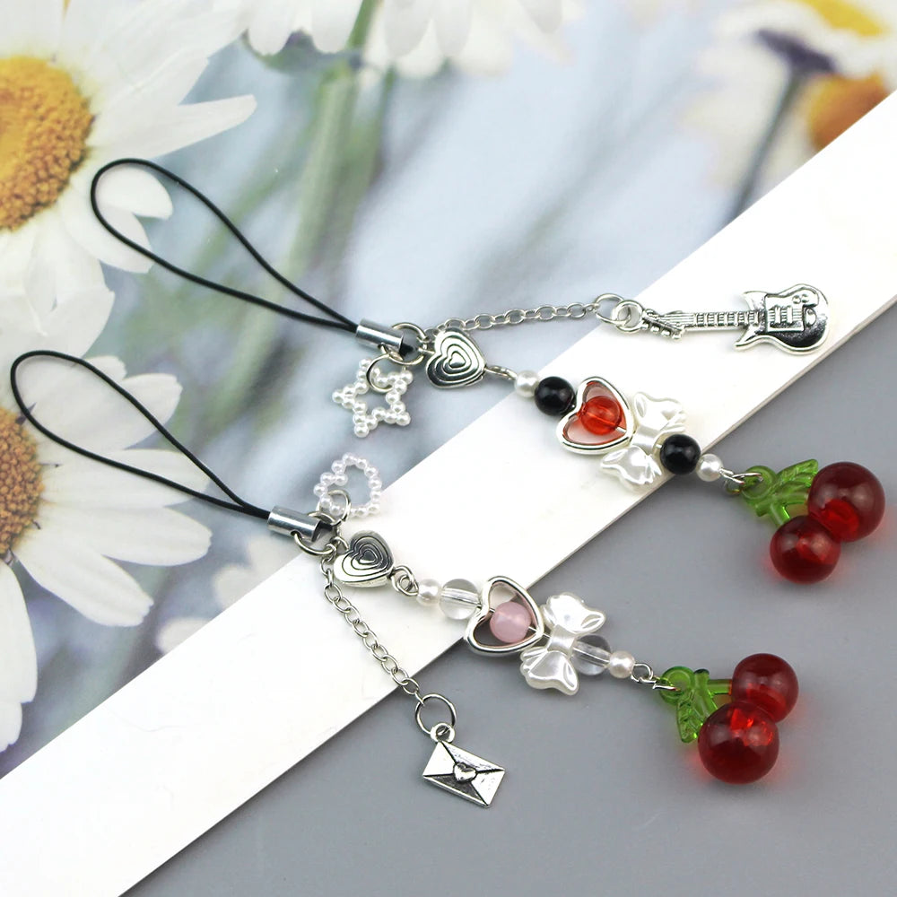 Delicious Red Fruit Crystal Cherry Pendant Keychain Suitable for Coach Bags Women's Handbags Shoulder bags Jewelry Earrings Gift