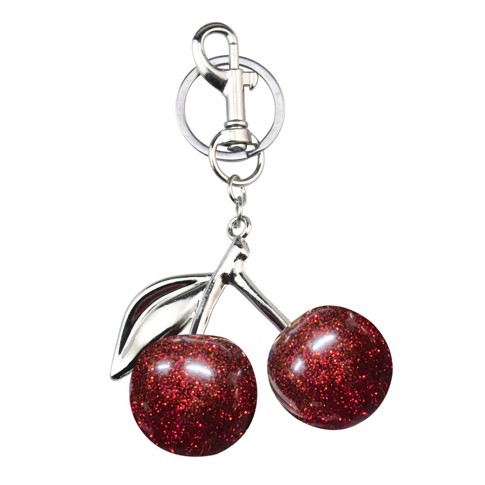 Delicious Red Fruit Crystal Cherry Pendant Keychain Suitable for Coach Bags Women's Handbags Shoulder bags Jewelry Earrings Gift