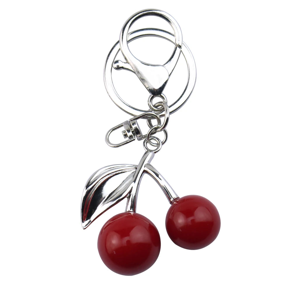 Delicious Red Fruit Crystal Cherry Pendant Keychain Suitable for Coach Bags Women's Handbags Shoulder bags Jewelry Earrings Gift