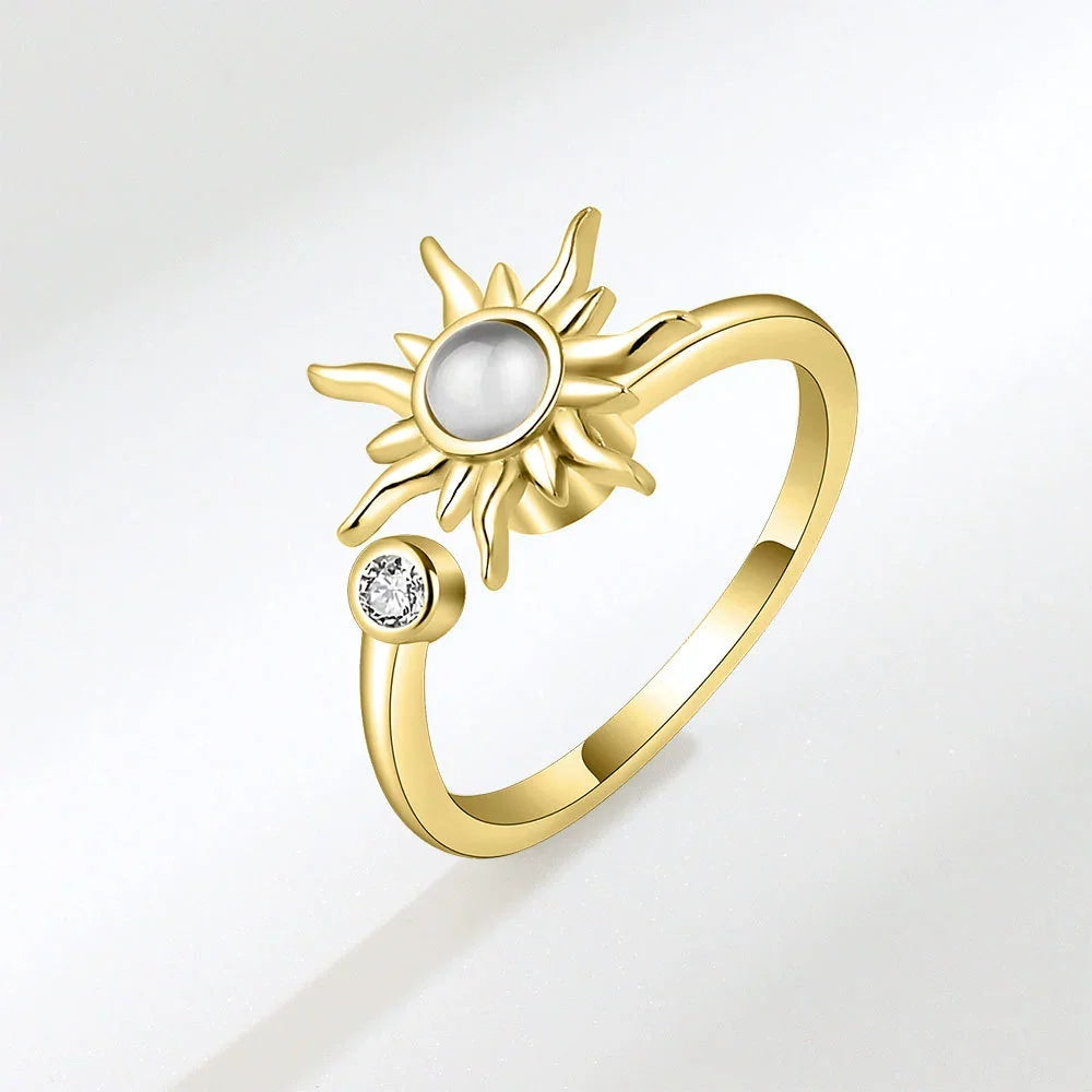Unique Design With Personalized Rings Featuring Stars Moon Sun Sunflowers Dragonflies Fashionable Versatile Trendy For Women