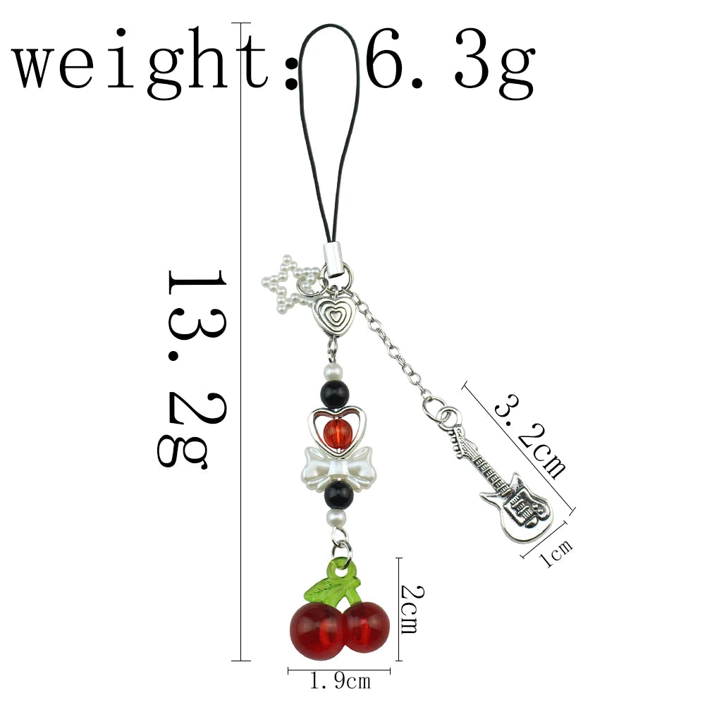Delicious Red Fruit Crystal Cherry Pendant Keychain Suitable for Coach Bags Women's Handbags Shoulder bags Jewelry Earrings Gift