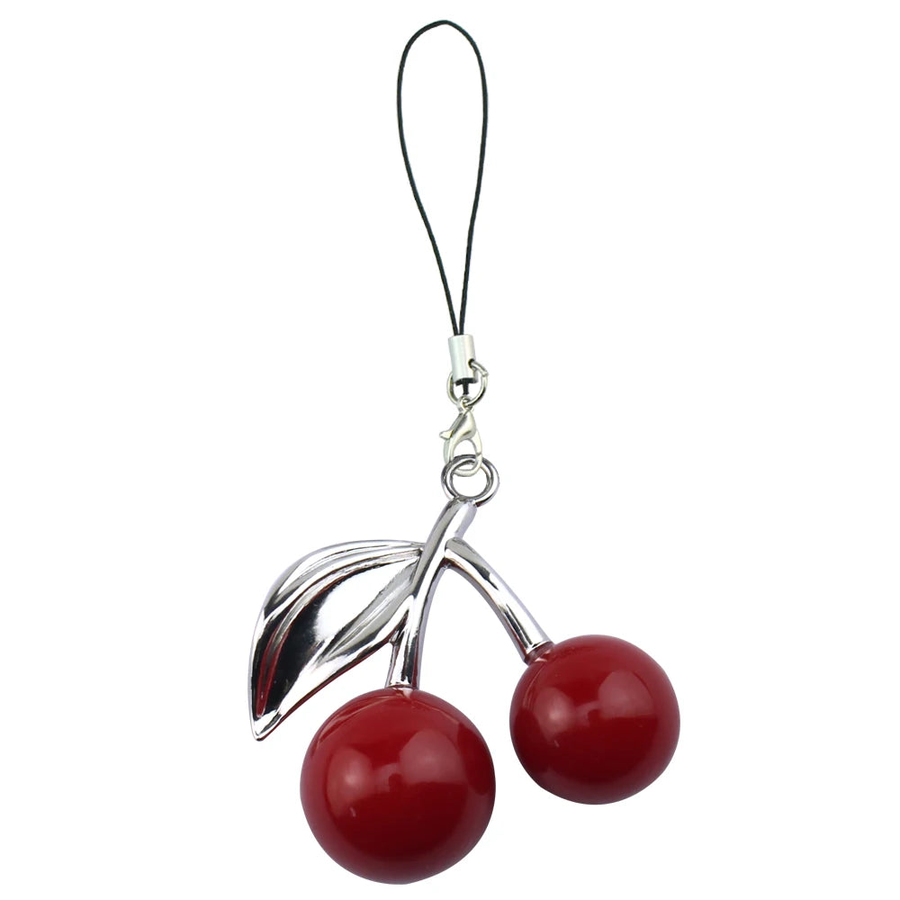 Delicious Red Fruit Crystal Cherry Pendant Keychain Suitable for Coach Bags Women's Handbags Shoulder bags Jewelry Earrings Gift