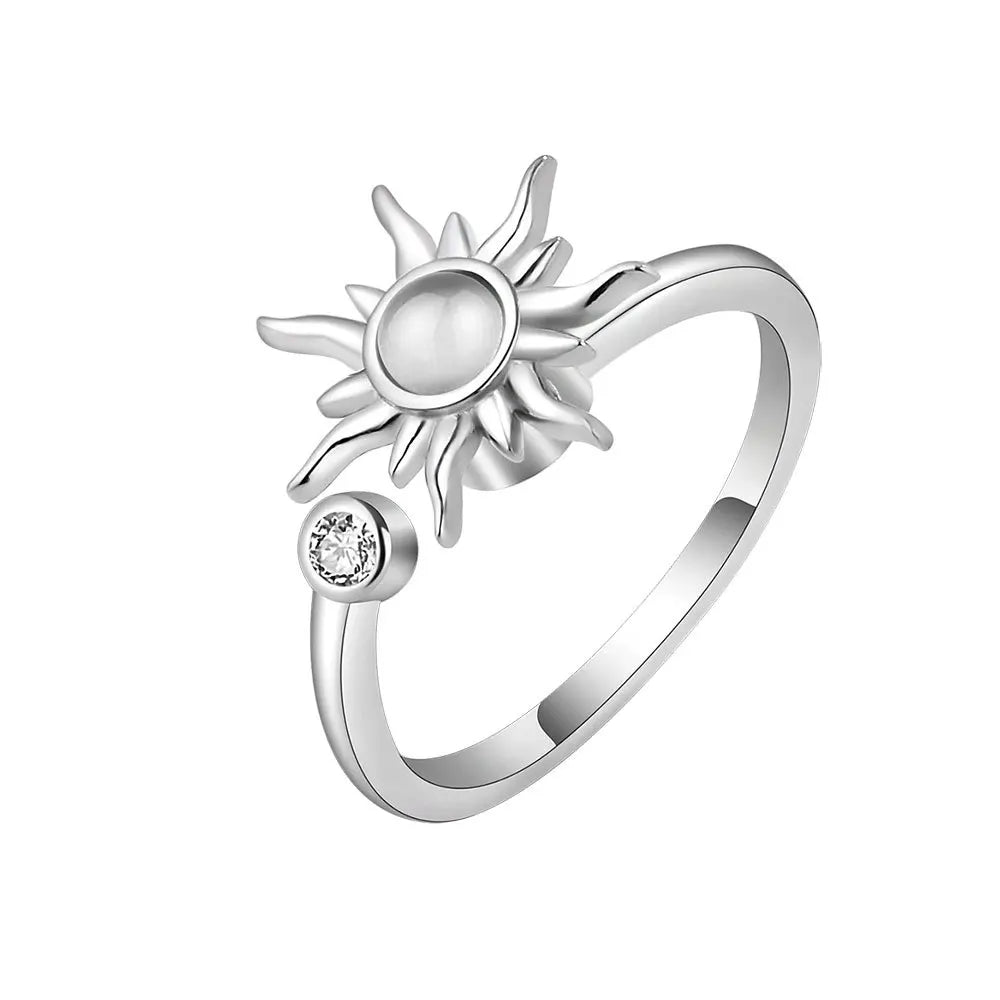 Unique Design With Personalized Rings Featuring Stars Moon Sun Sunflowers Dragonflies Fashionable Versatile Trendy For Women
