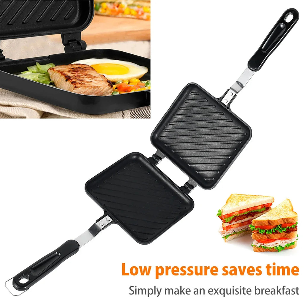 Double-Sided Non-Stick Sandwich Maker Iron Bread Toast Breakfast Machine Waffle Pancake Baking Barbecue Oven Mold Grill Frying