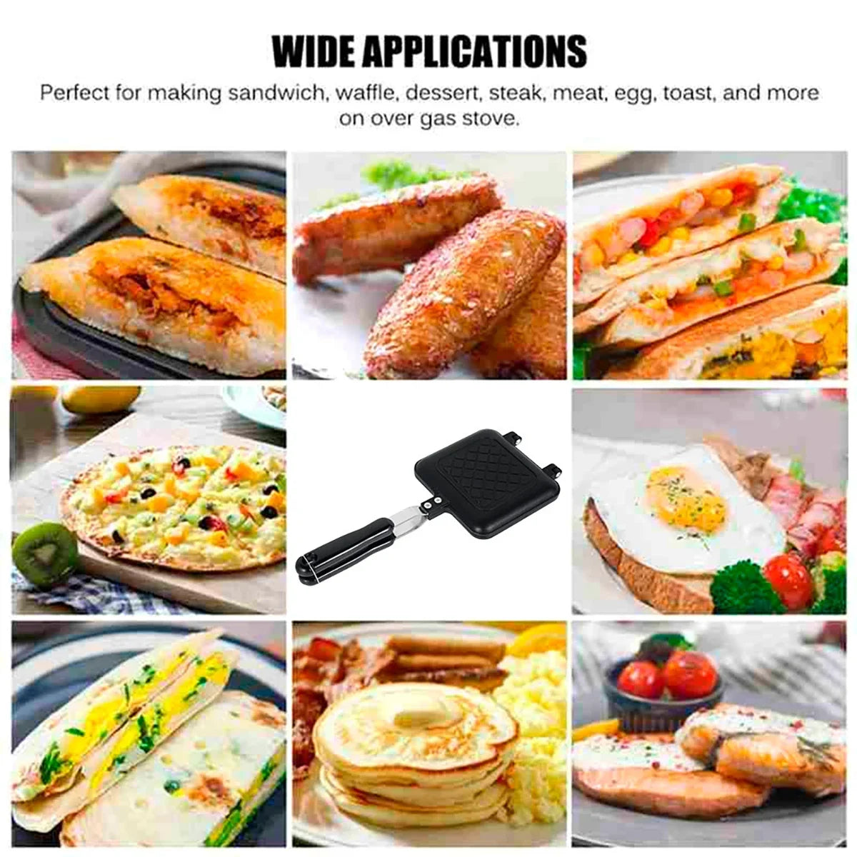 Double-Sided Non-Stick Sandwich Maker Iron Bread Toast Breakfast Machine Waffle Pancake Baking Barbecue Oven Mold Grill Frying