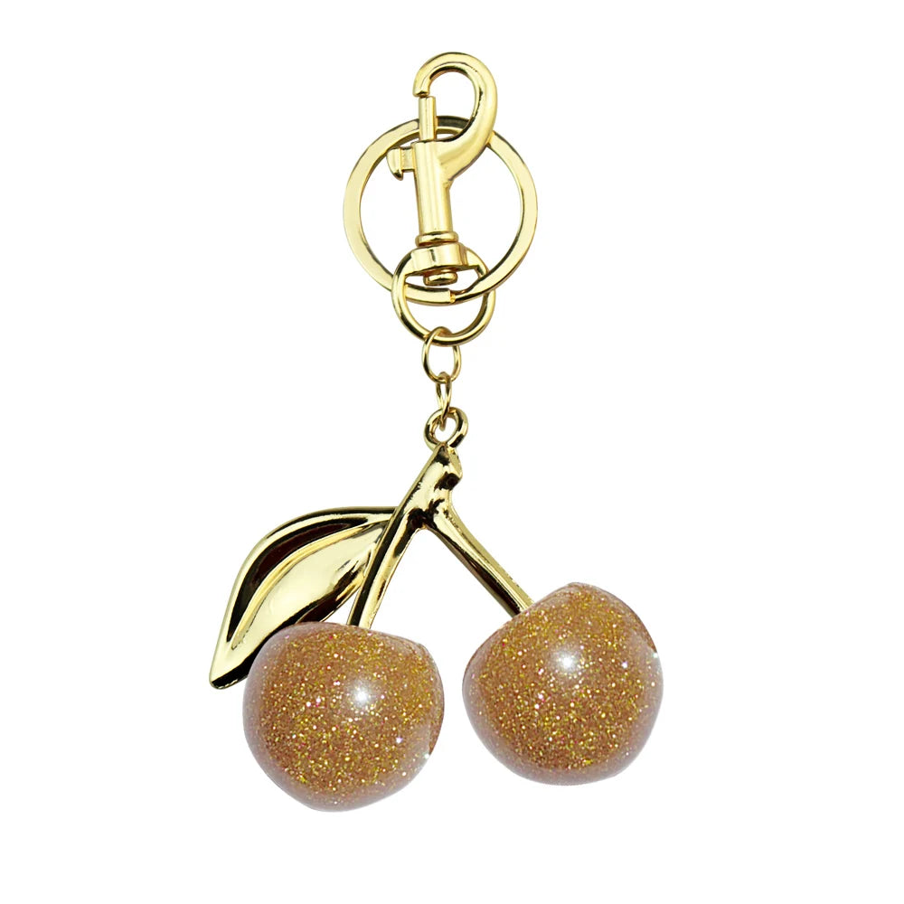 Delicious Red Fruit Crystal Cherry Pendant Keychain Suitable for Coach Bags Women's Handbags Shoulder bags Jewelry Earrings Gift