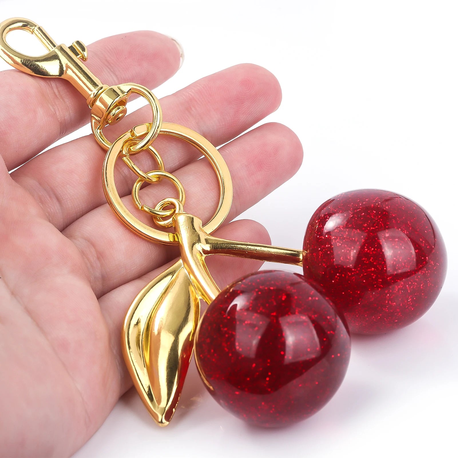 Delicious Red Fruit Crystal Cherry Pendant Keychain Suitable for Coach Bags Women's Handbags Shoulder bags Jewelry Earrings Gift