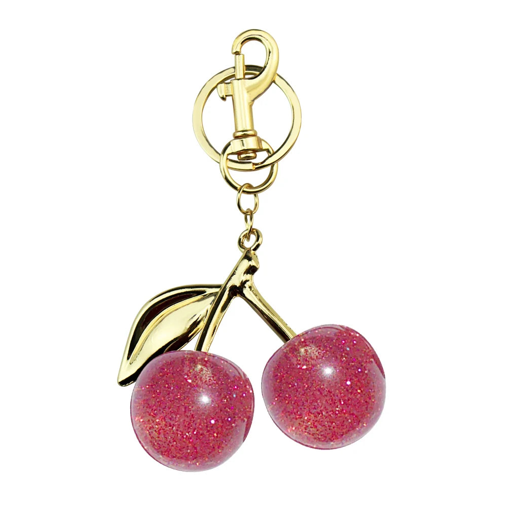 Delicious Red Fruit Crystal Cherry Pendant Keychain Suitable for Coach Bags Women's Handbags Shoulder bags Jewelry Earrings Gift