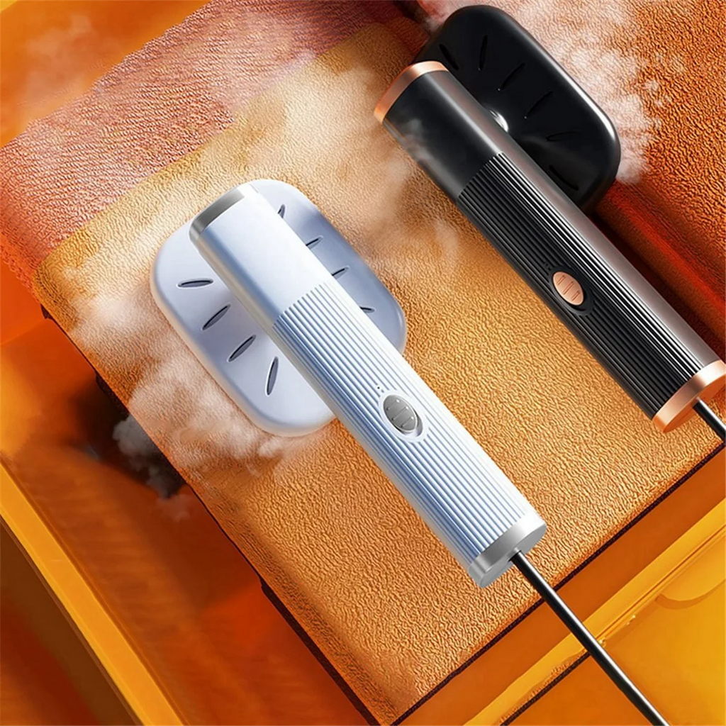 B64CPortable Travel Steamer for Clothes Mini Steam Iron 180°Rotatable Handheld Steam Iron for Fabric Clothes Black