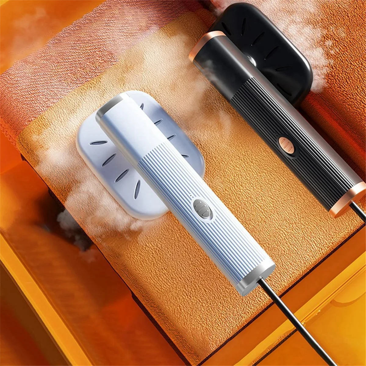 B64CPortable Travel Steamer for Clothes Mini Steam Iron 180°Rotatable Handheld Steam Iron for Fabric Clothes Black