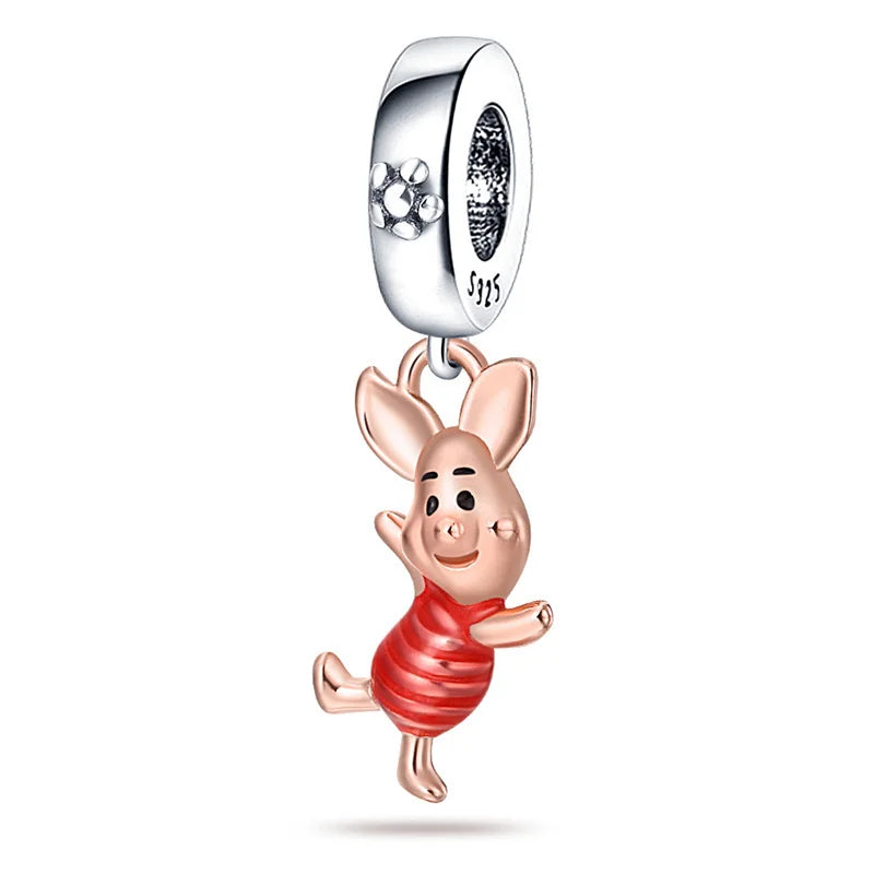 Hot Sale Charms Bead 925 Sterling Silver Cute Mini Piggy Dangle Fit Bangle Bracelet Necklace DIY Jewelry