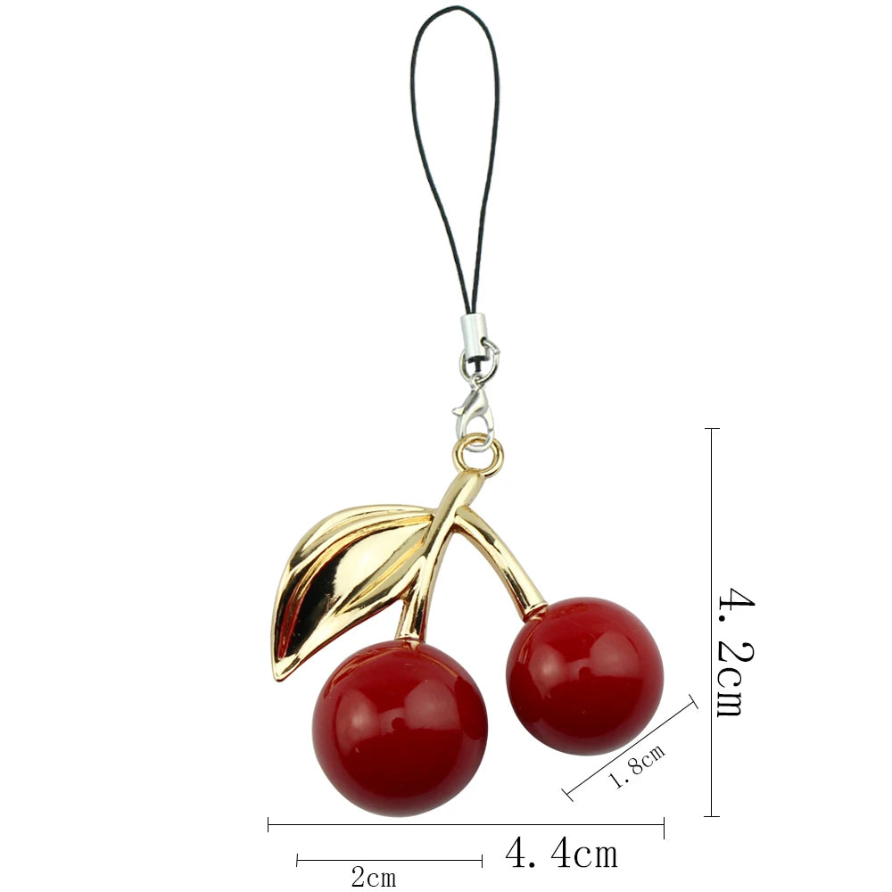 Delicious Red Fruit Crystal Cherry Pendant Keychain Suitable for Coach Bags Women's Handbags Shoulder bags Jewelry Earrings Gift